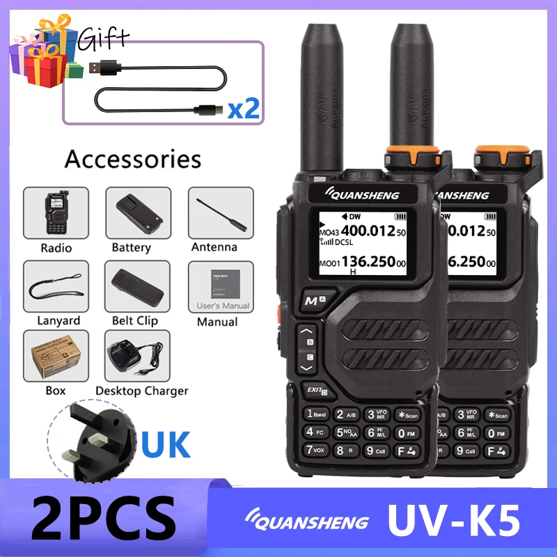 Quansheng UV K5 Walkie Talkie UV K6 UV K58 Zweiwegradio 50-600 MHz FM Radio NOAA Scrambler /DTMF Amateur Drahtlose Frequenzkopie
