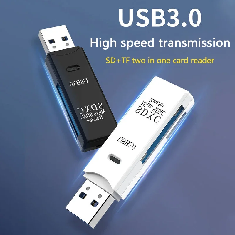 Multi Functional 2-in-1 High-speed USB 3.0/2.0 Card Reader Supports TF+SD Computer Tablet Camera Laptop Car Mounted