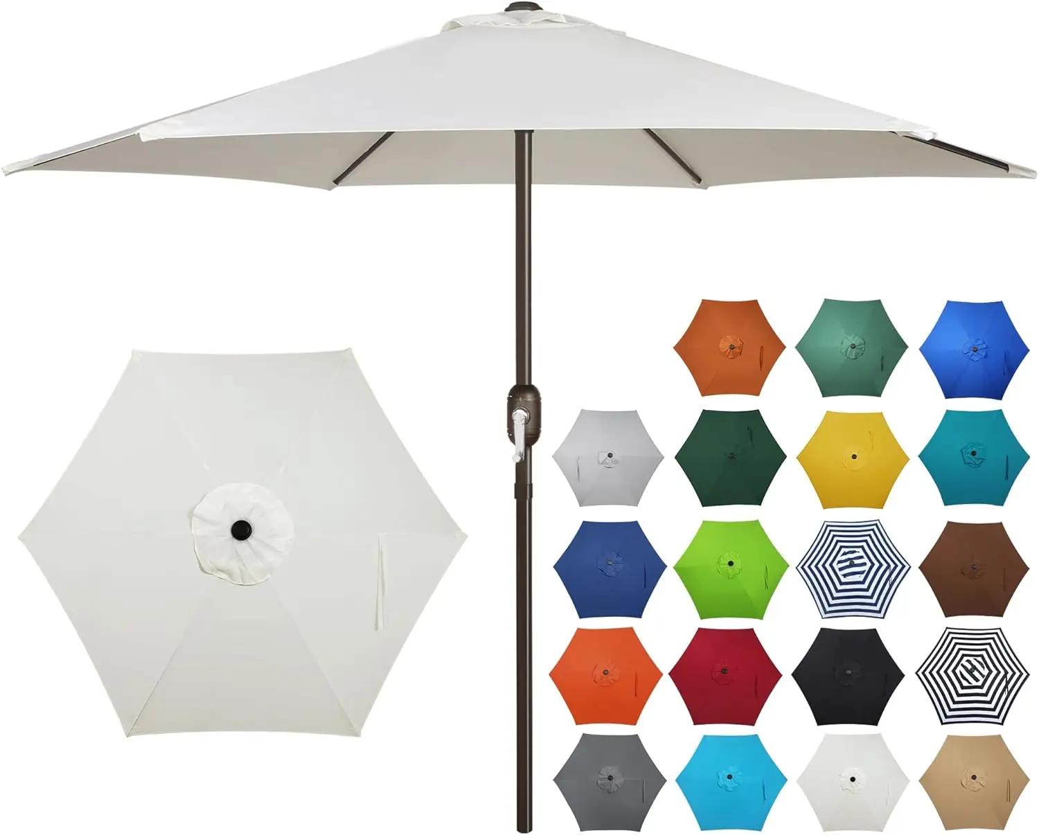 

Зонт для патио 7,5 футов с кнопочным механизмом наклона, кремово-белый, для использования на улице и на рынке