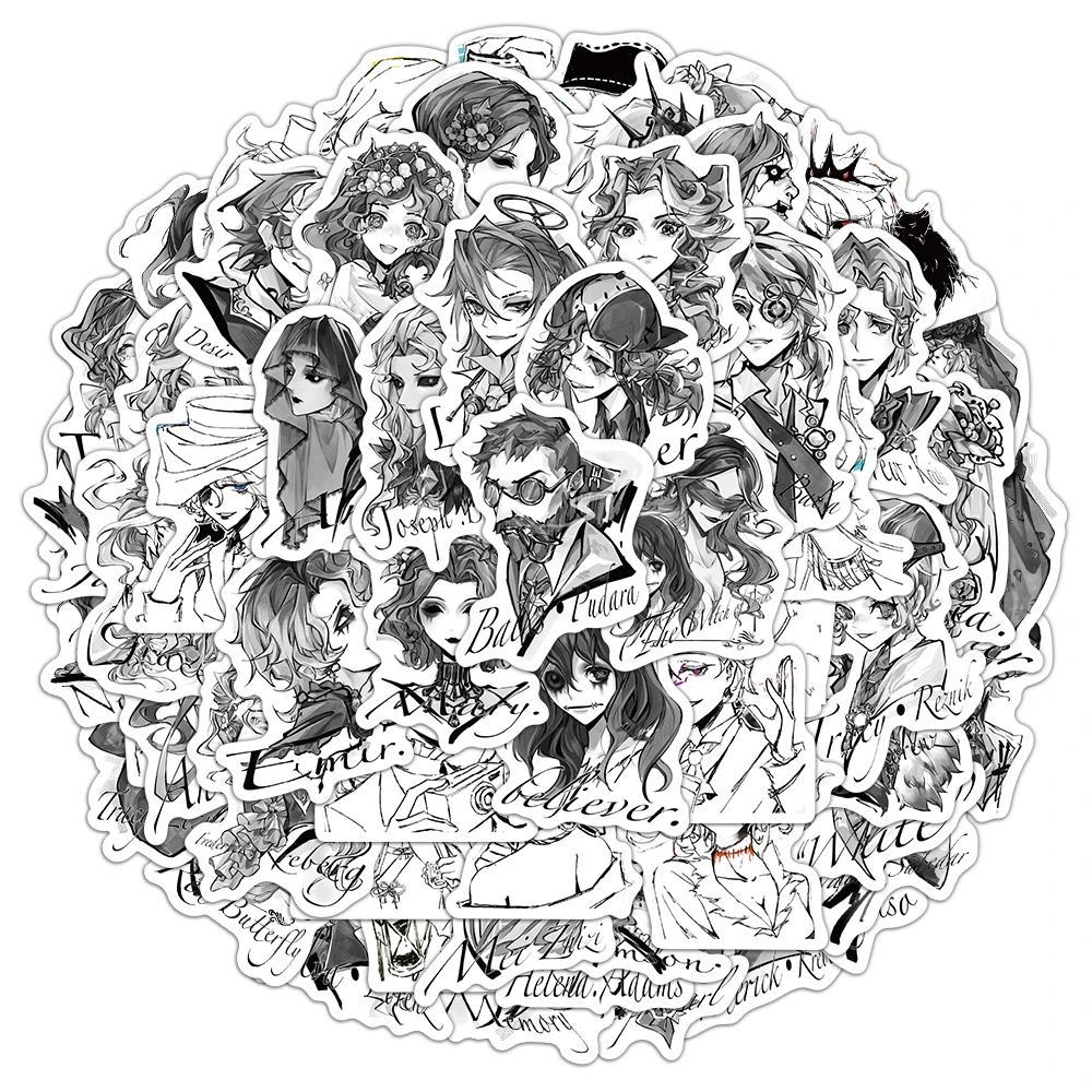 62 قطعة من ملصقات الشخصية الخامسة باللونين الأبيض والأسود، كتيبات رائعة، مادة الهاتف، حقائب الكمبيوتر المحمول، أكواب مياه مقاومة للماء #2