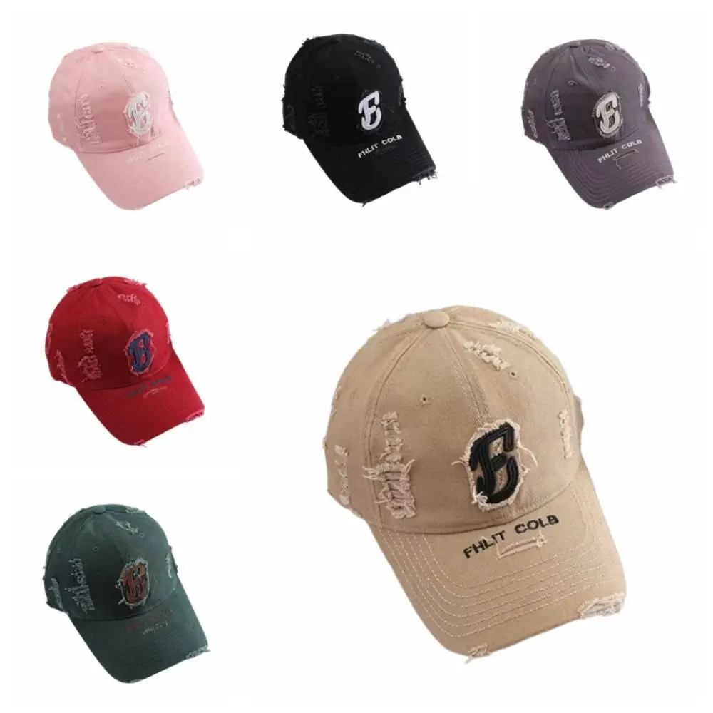 

Breathable Sports Baseball Cap Adjustable Washable Vintage Duck Tongue Cap Anti-UV Letters Outdoor Snapback Hat Riding Running