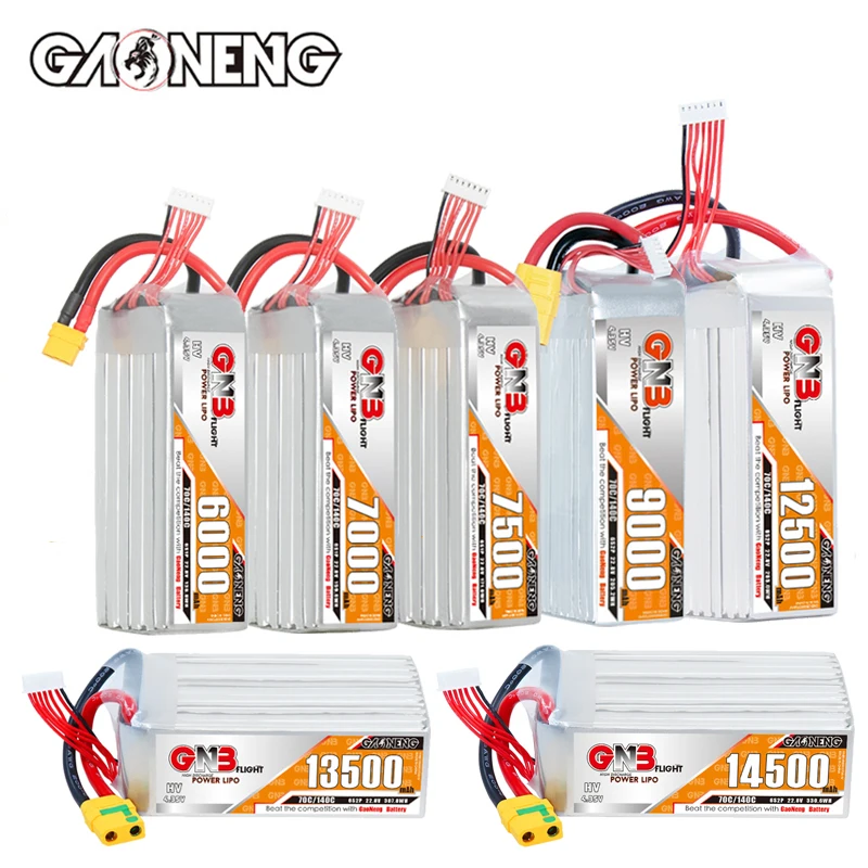 

GNB Lipo аккумулятор 6S 22,8 В 6000/7000/7500/8000/9000/12500/13500/14500 мАч 70C с разъемом XT90 XT90S для FPV БПЛА, детали самолета