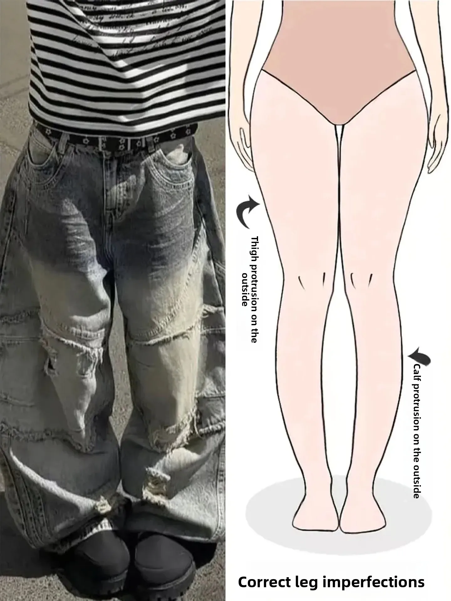 

Retro Faded Hole Denim Jeans Women's Summer New High Street Deconstructed Wide Leg Pants Pear Body Shape Casual Straight Cut