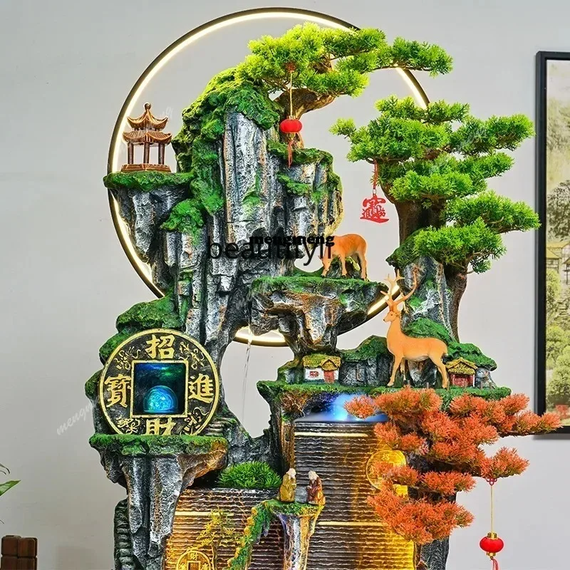 Rockery flowing water large ornament circulating water, fountain floor water curtain wall opening gift landscape fish taN