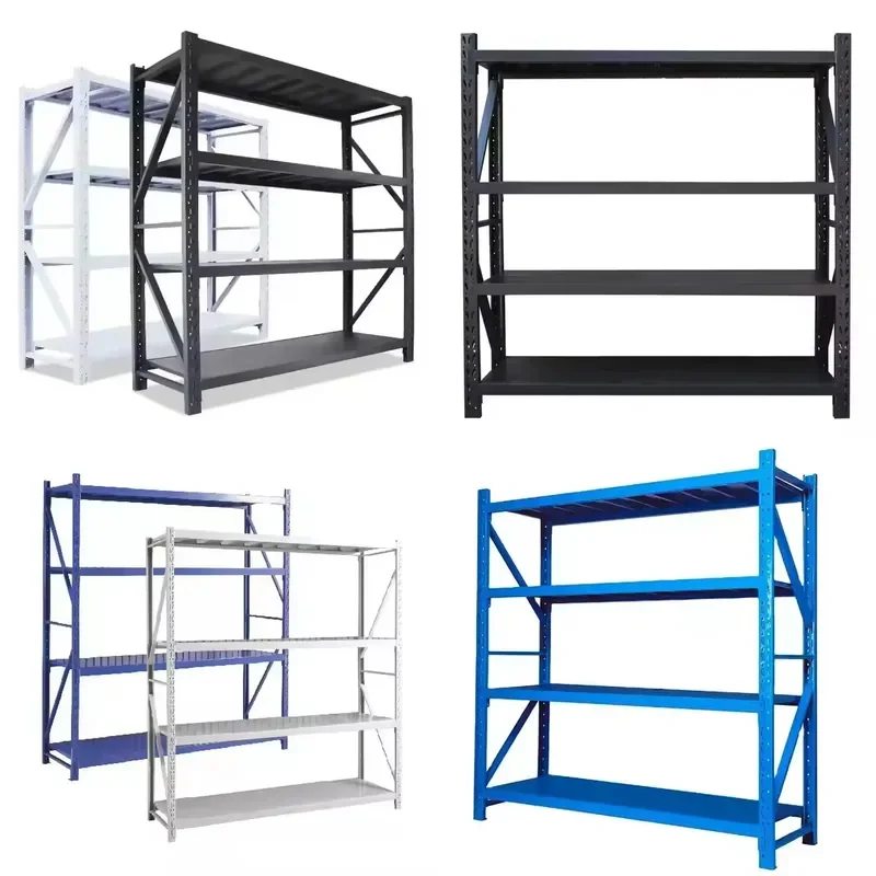 for HJQ-124 4 Shelves Light Rivet Shelves Grocery Store Boltless Shelving Unit Metal Stacked Storage Rack