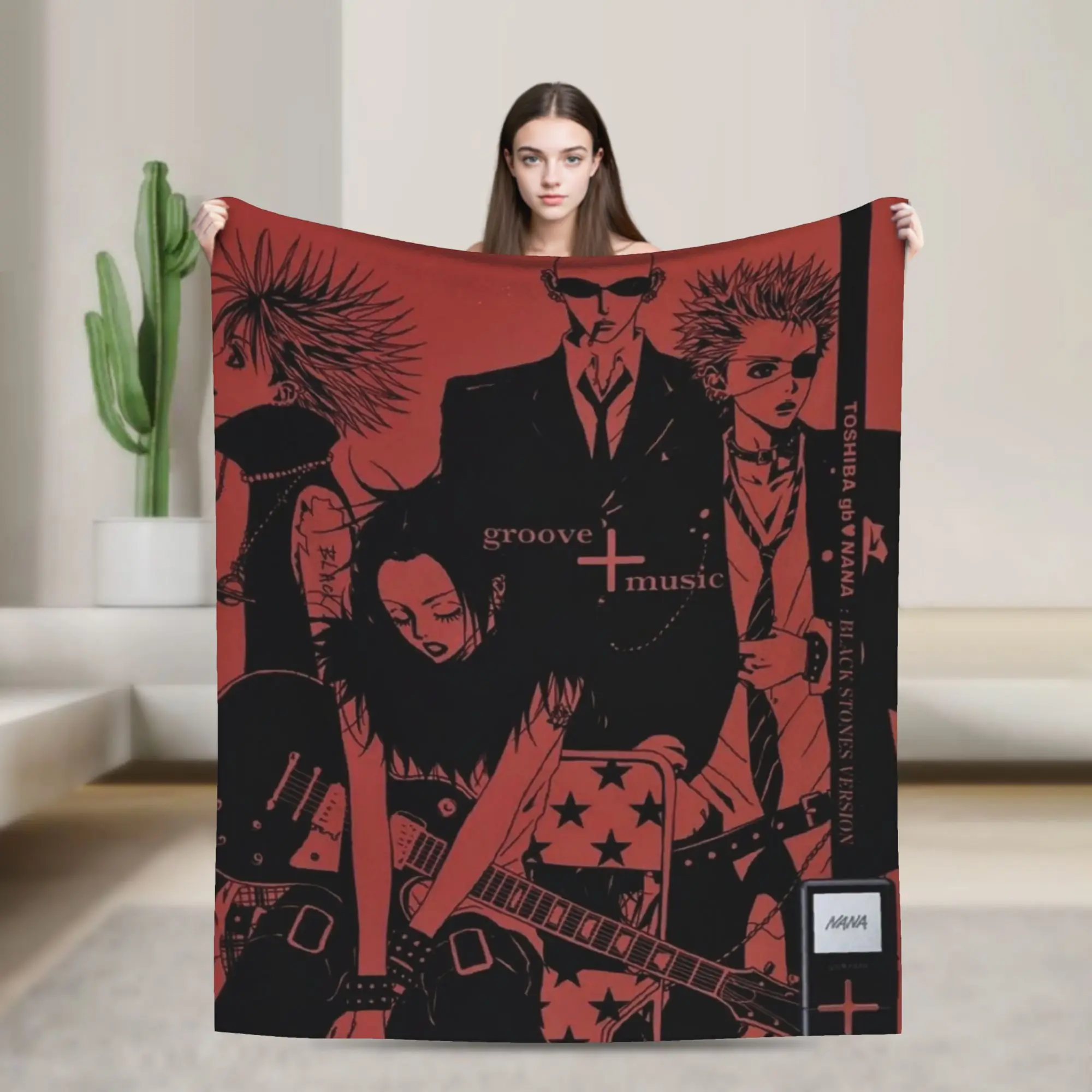 Nana Osaki The Black Stones Band Punk Anime Manga Knitted Blankets Velvet  Warm Throw Blanket for Car Sofa Couch Bedroom Quilt