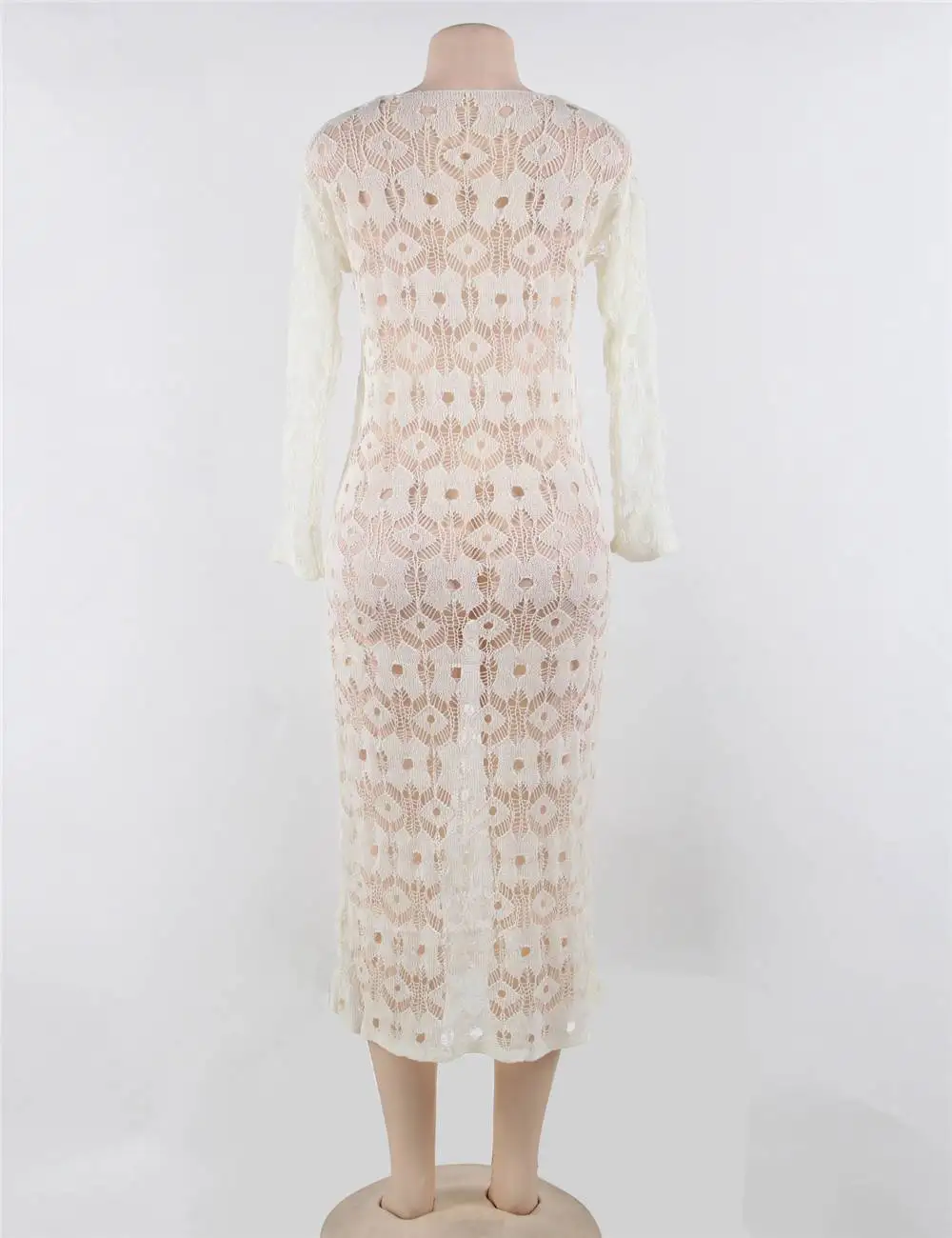 Vestido de playa de punto ahuecado - Vestido largo informal de verano para mujer, traje de baño para cubrir