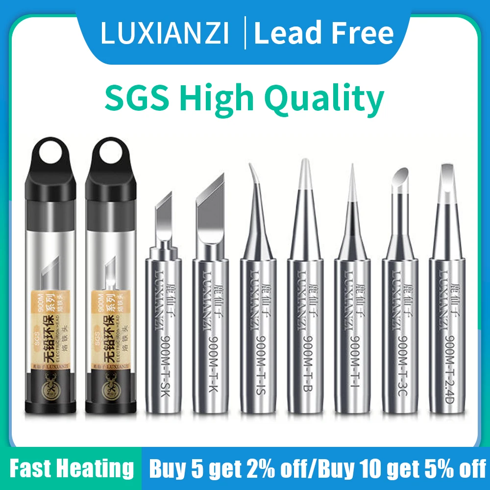 LUXIANZI Lead Free 900M Soldering Iron Tip For Electric Solderi Iron BGA Welding Tip SGS High Quality Rework Station solder Head