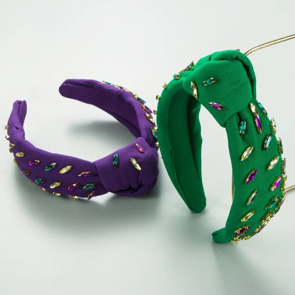 

Avant Garde Minimalist Matte Solid Knot Turban Headband Colorful Navette Crystal Studded Runway Nightout Hairwear New