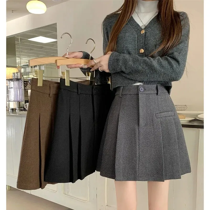 

Осень-зима женские утепленные брюки с высокой талией женская мода для отдыха висячие плиссированные широкие брюки корейские женщины трапециевидной формы