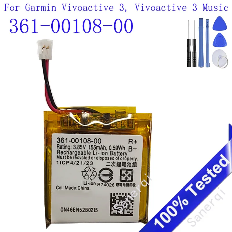 361-00108-00 Replacement Watch Battery 160mAh 361-00108-00 For Garmin Vivoactive 3, Vivoactive 3 Music Batteries + Tools