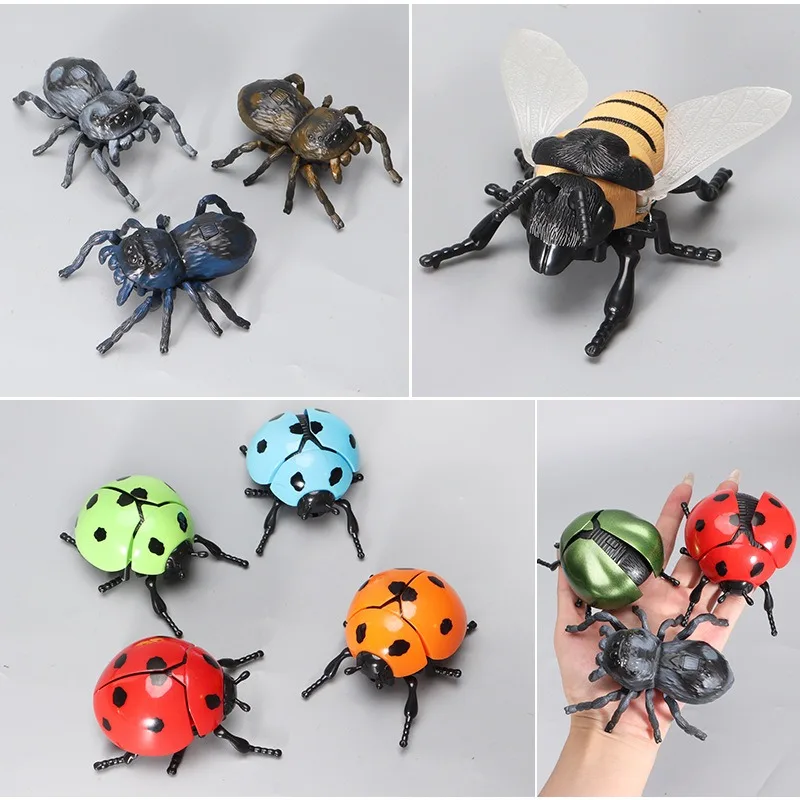 Wind Up Beetle Toy For Kids Crawling Insect Model Clockwork Ladybug Bug Figure Mechanical Walking Simulated Play