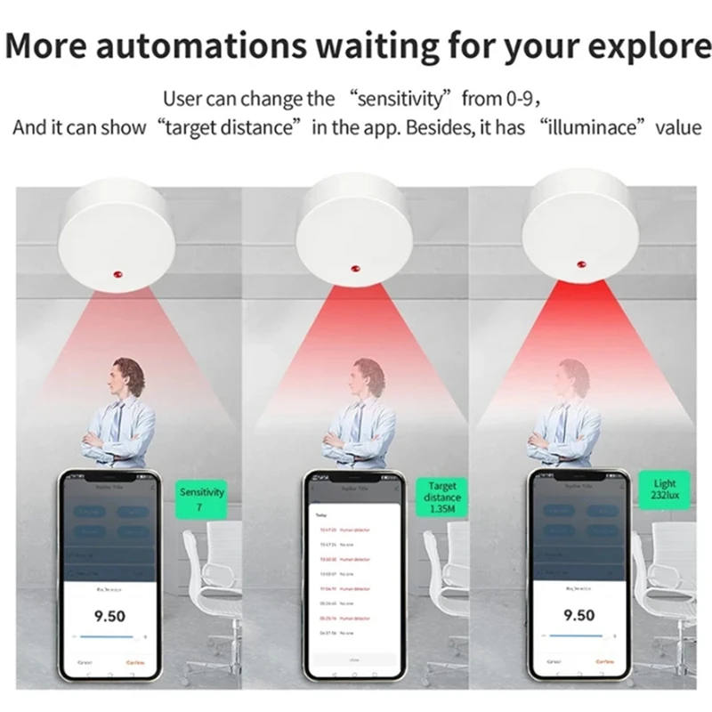 Sensore di presenza umana WIFI Sensore di rilevamento onde radar per la sicurezza domestica Sensore di rilevamento del corpo umano Tuya