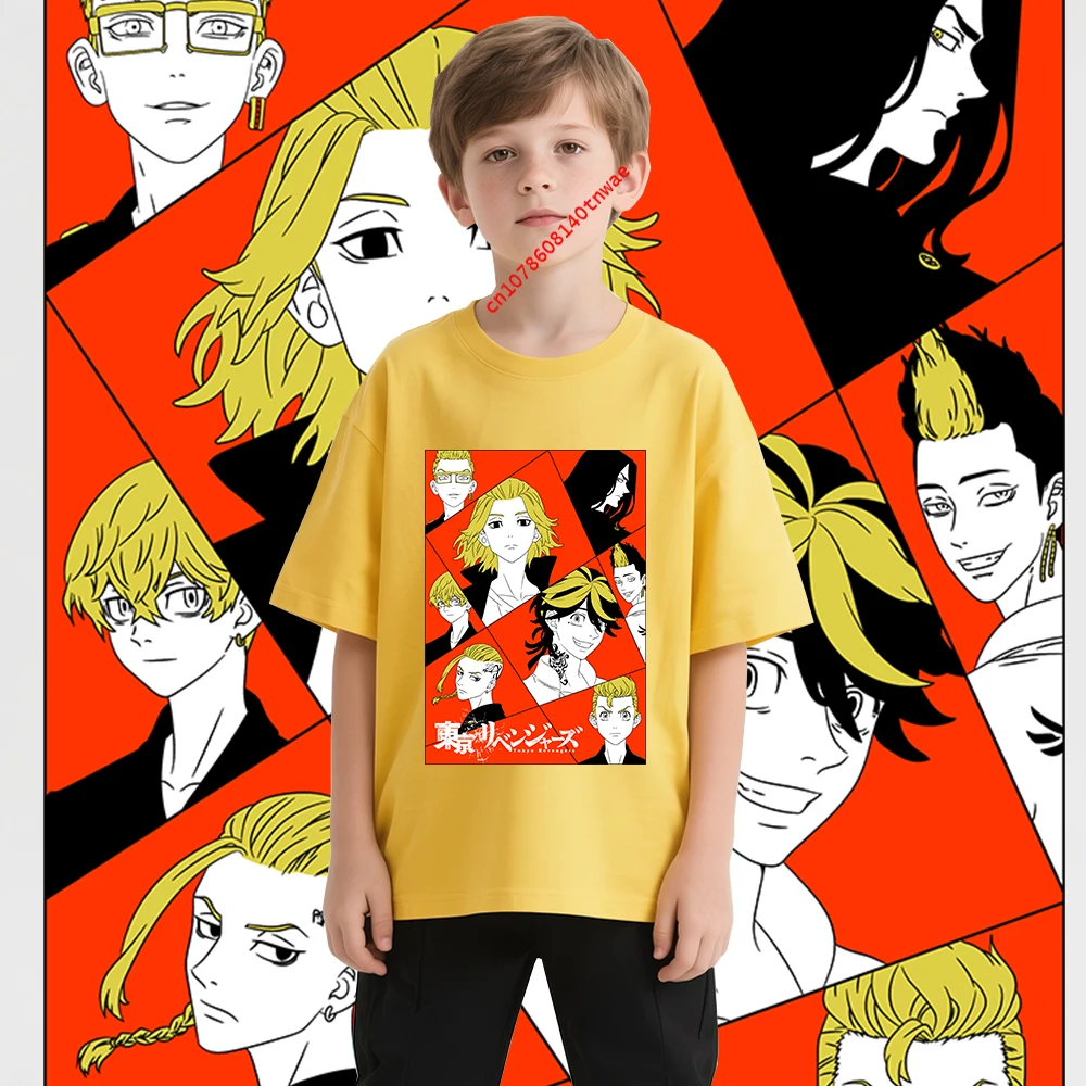 Детская футболка с принтом «Токио Мстители Томан», хлопковая футболка унисекс для мальчиков и девочек, повседневная футболка с короткими рукавами, топы с мультяшным рисунком