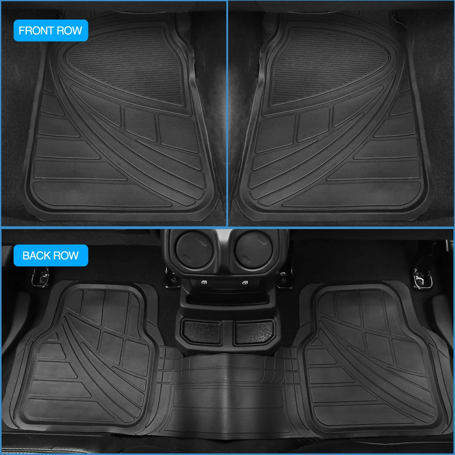 Universal Gray English Letter Print Car Floor Mats 4pcs All Vehicles