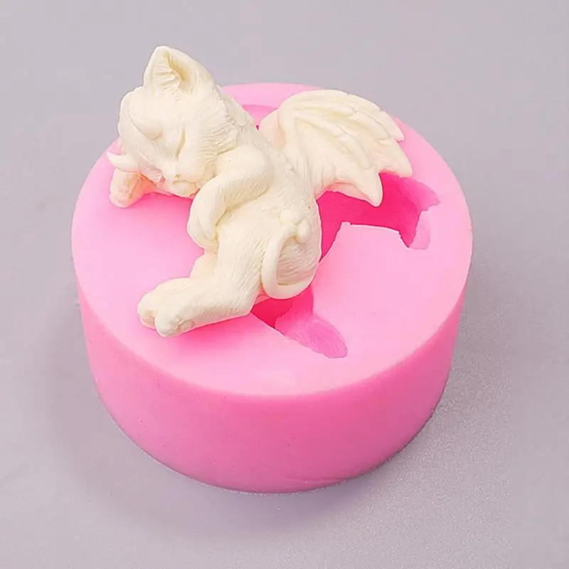 

A9BF Sleep Devil for Cat Epoxy Resin Mold DIY Plaster Silicone Mo