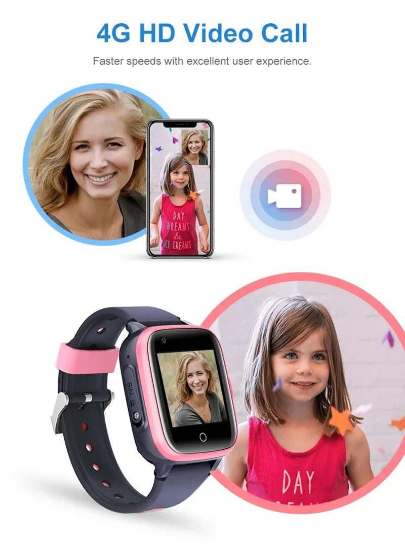 Wonlex 4G Smart baby Watch SOS Video Call SmartWatch Children with GPS WIFI LBS location Tracker KT15 IP67 Waterproof Geo Fence