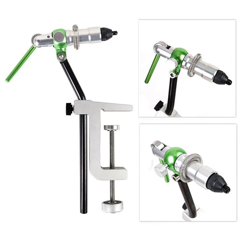 C-Clamp Tying Vise With Steel Hardened Jaws Rotating Hook Tools Tying Thread Bobbin Holder