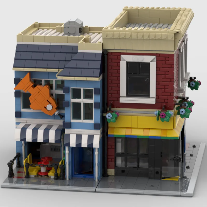 ชุดตัวต่อ MOC สร้างสรรค์ ร้านอาหารจานด่วน 1183 ชิ้น แบบจำลองสถาปัตยกรรม ของเล่นตัวต่อ DIY สำหรับเด็ก ของขวัญ