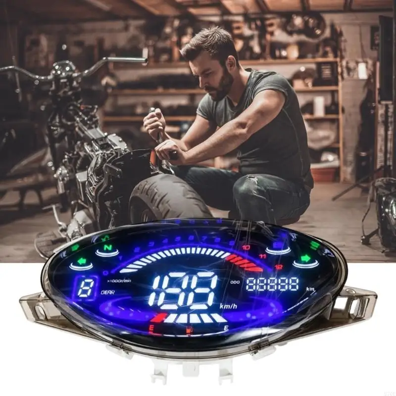 M76E Motorrad-Armaturenbrett-Ersatzgruppe mit LED-Digitalanzeigen, Kontrollleuchtenabschnitten, Kabelbaum und getönt – Detail 2