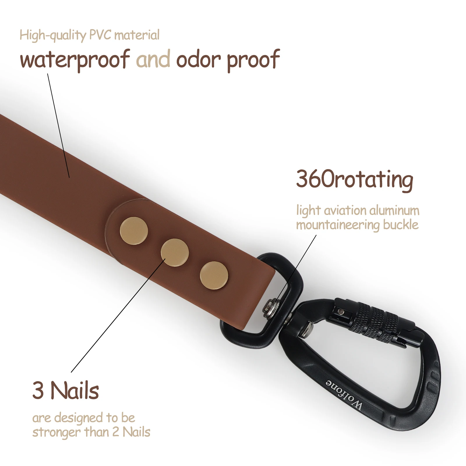Big Dog Leash Handle and Luxury Chocolate for Large Color Blocking Rivet Medium and Small Aviation Aluminum Dog Leashes