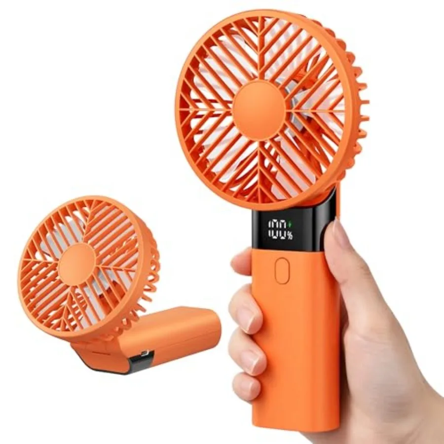 

Handheld Fan Rechargeable, Portable Mini Fan, Up to 10H Runtime, 180° Foldable Personal Fan, USB Travel Fan with 3000mAh Batter