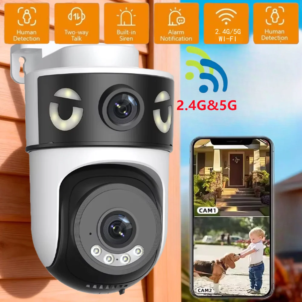Cámara Wifi 10MP 5K 2.4G y 5G para interiores, mini monitor para bebés, cámara de vigilancia con detección de personas, alarma