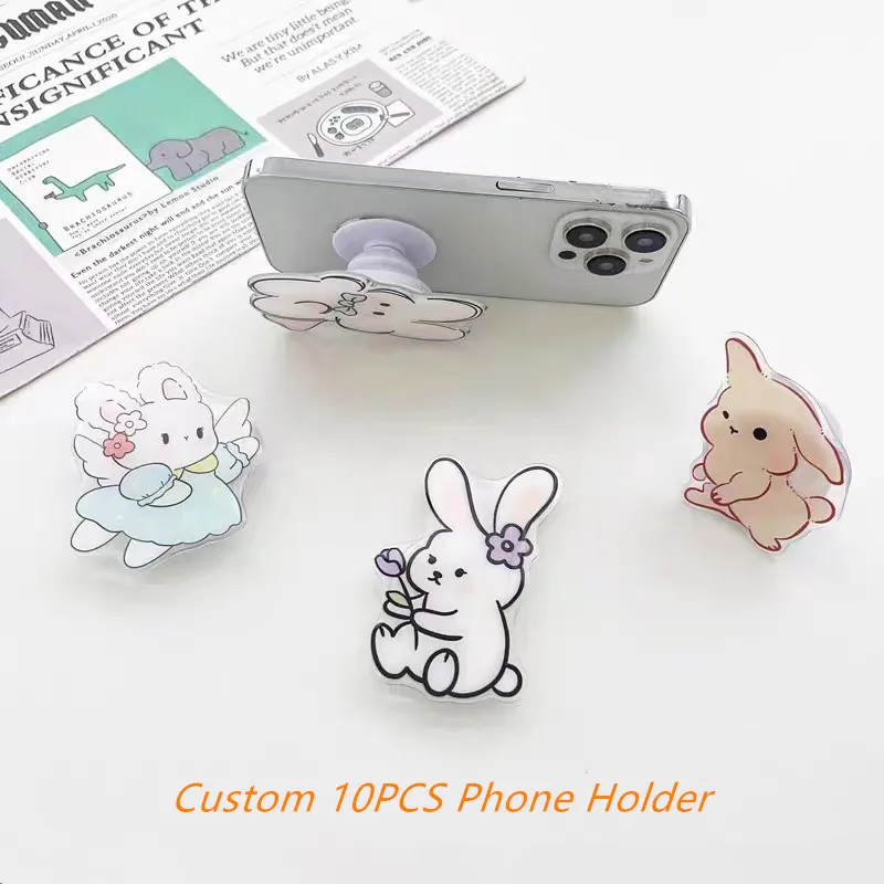 

Wholesale Custom 10PCS Acrylic Phone Stand Fashion Cartoon Airbag Decompression Mobile Bracket Cute Anime Phone Holder For Gifts