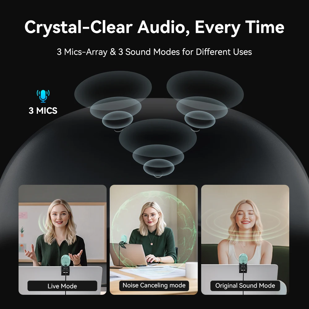 Webcam 4K for Streaming for Laptop Computer UHD Mini Webcam EMEET Piko USB Camera with 3 Mics&Webcam Tripod