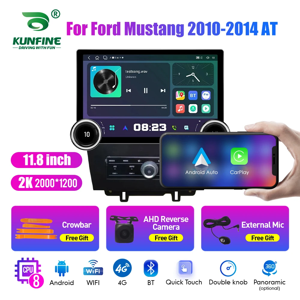 11.8 Inch 2K Double Knobs 2 Din Car Radio For Honda Mustang 2010-2014 Car Radio DVD Multimedia Video Player Android Auto Carplay