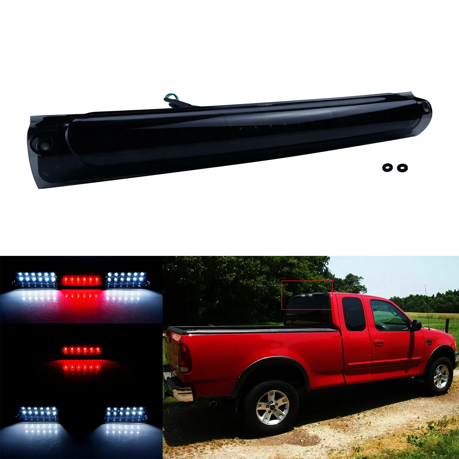 ANGRONG For 1997-03 Ford F150 F250 Rear LED High Mount 3rd Third Cargo Stop Brake Light 