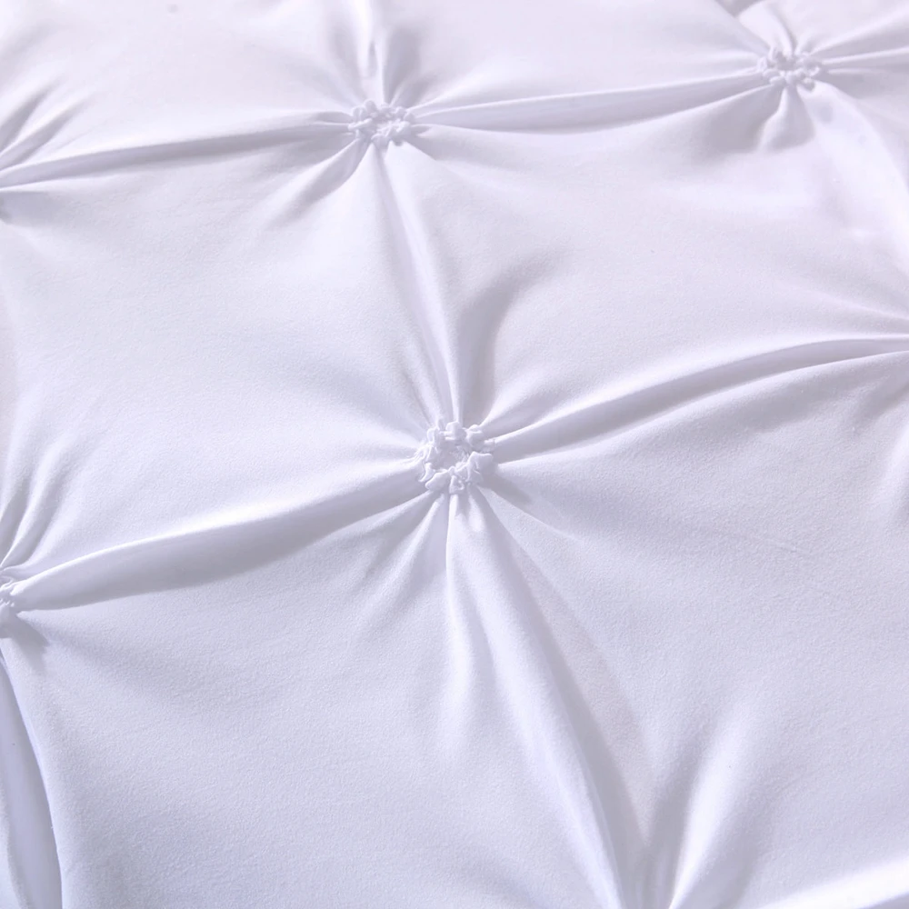 White Gold Elastic pinch pleated duvet cover set new trendy queen and king 3pcs quilt cover with zipper closure bedding sets