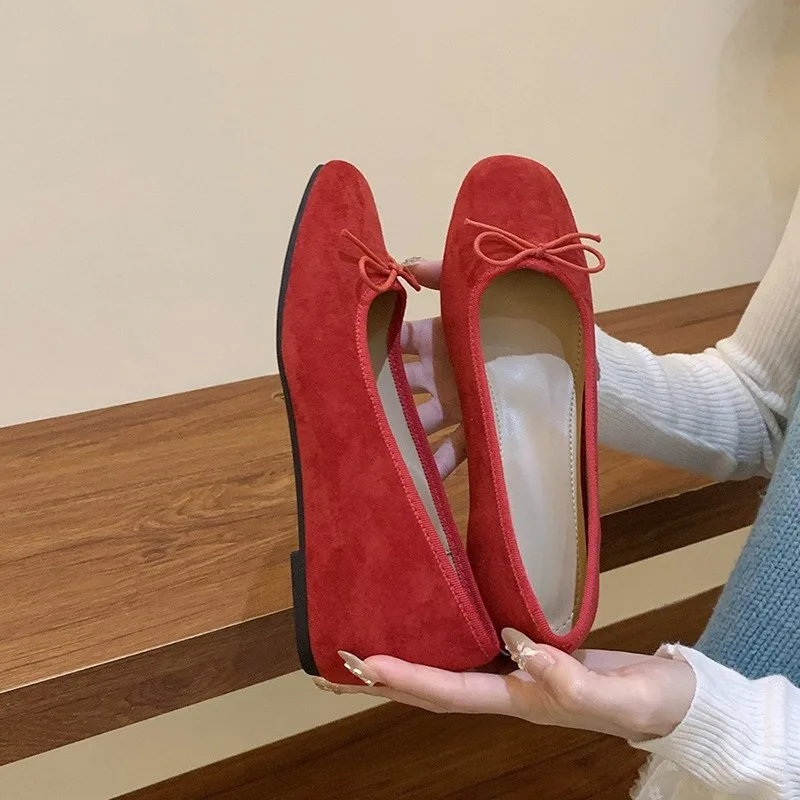 2025 Spring Bowtie Ballet Shoes Fashion Shallow Slip on Women Flat Loafers Shoes Ladies Casual Outdoor Ballerina Shoe Mocasines