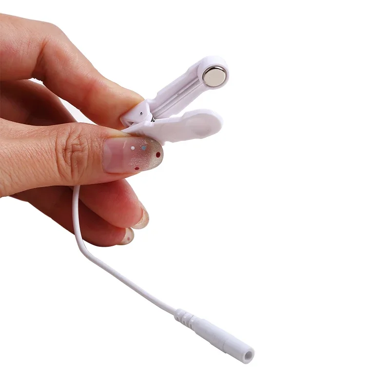 Clipe de alívio da dor de orelha dezenas 2.0mm pino eletrodo de mamilo de mama fio de chumbo para unidade dezenas máquina de fisioterapia cabo de conexão massa