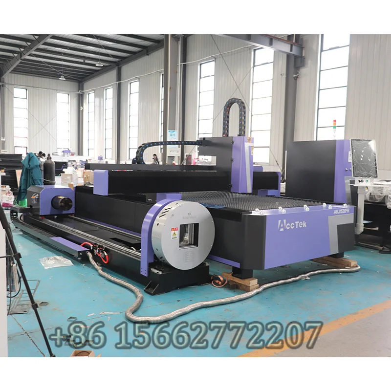 High Productivity 1000w 3000w 1530 Cut 10mm Steel Plate Fiber Laser Pipe Cutting Machine with 220mm Rotary for Tubular Metal