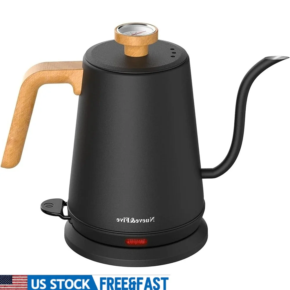 

Gooseneck Electric Kettle with Thermometer 1000W Auto Shut-Off Tea Coffee Hot Water Overheating Protection Cordless Design