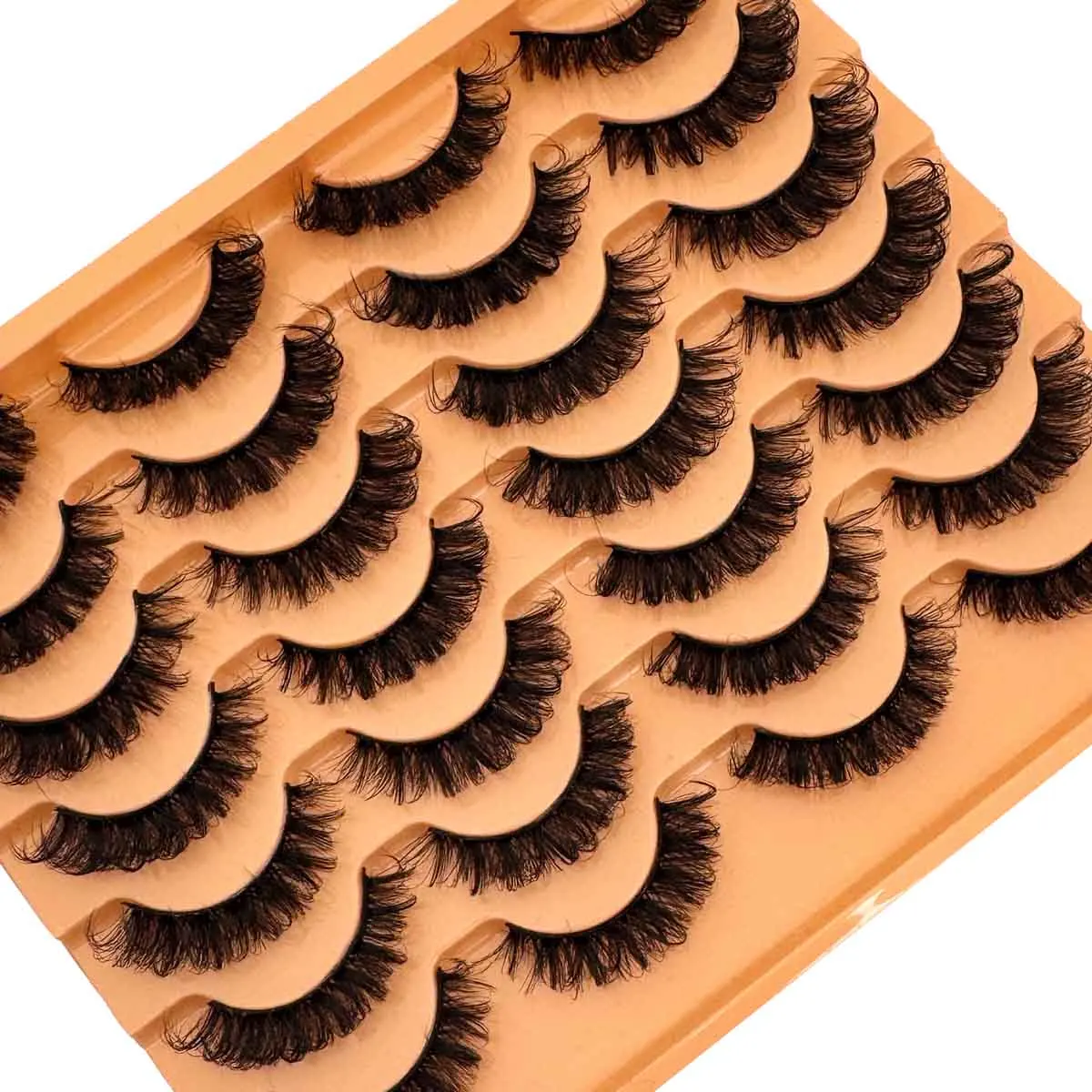 14 زوجًا من الرموش الصناعية الطبيعية مع لفات روسية، لفات DD من رموش عين القط، لفات 6D مرنة على شكل متقاطع من الناعم