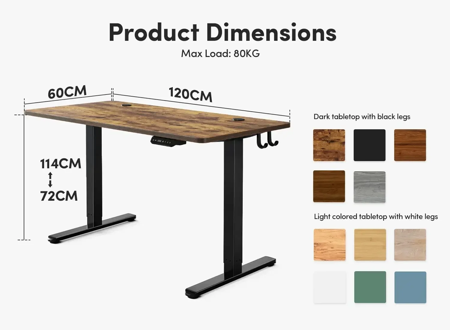 Furniture supplies Electric Standing Desk, 48 x 24 Inches Height Adjustable Stand up Desk, Sit Stand Home Office Desk, Co