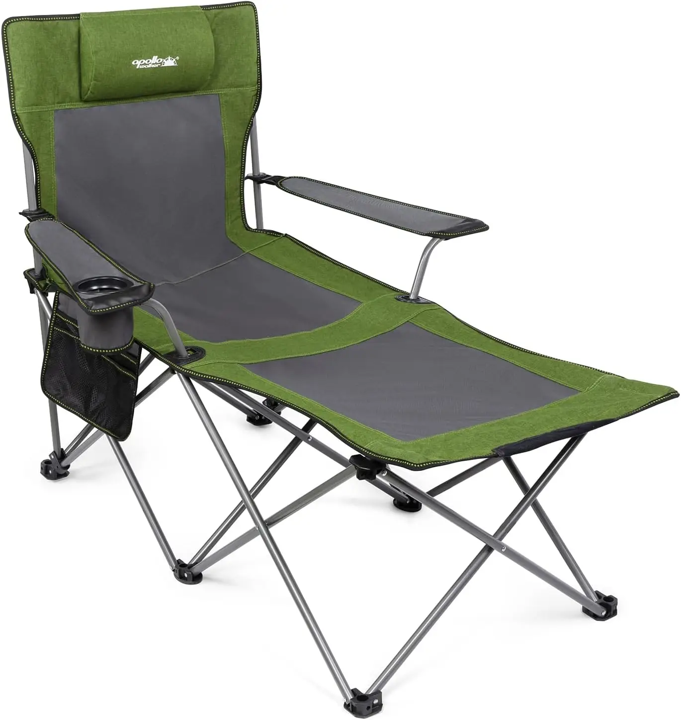 

Adjustable Folding Reclining Beach Lounge Chair with Footrest and Pillow for Adults 90-135 Degree Green