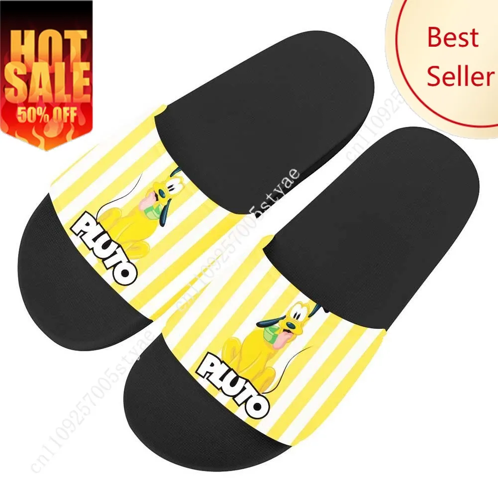 

Pluto House Slippers Disney Mickey Mouse Clubhouse Cartoon Movies Sandals Design Your Photo Text Logo Holiday Gifts Custom Shoes
