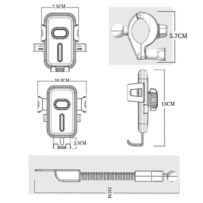 360°Rotatable Universal Motorcycle Bicycle Phone Stand Handlebar Rearview Mirror Mount Phone Holder for iPhone 17 Samsung Xiaomi