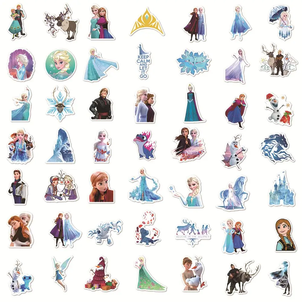 10/50PCS Disney Cartoon Frozen Princess Anna Elsa Stickers Cute Anime Decals DIY Notebook Skateboard Guitar Bike Laptop Sticker