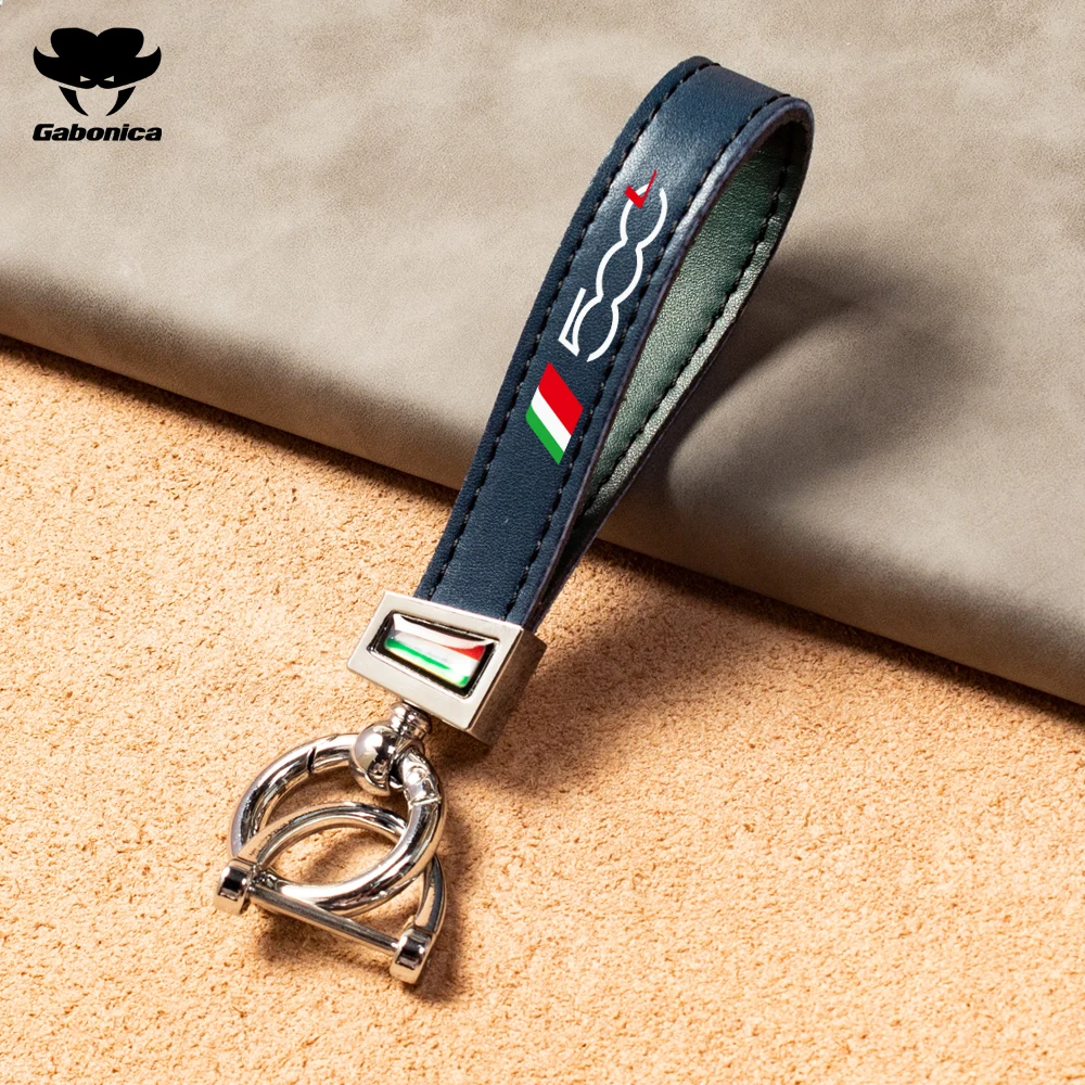 Genuine Leather Car Keychain Key Rings Keyring Car Key Case for Fiat 500 500C 500X 500L Abarth 124 Abarth 595 Car Accessories