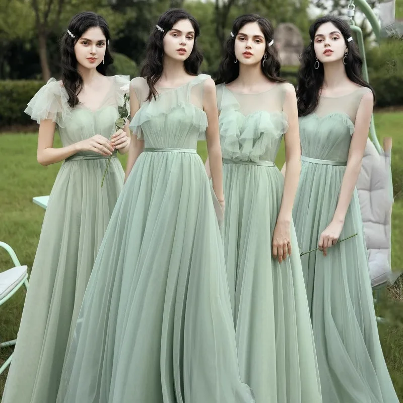 Reject Return J128 Formal Green Dresses Women Prom Gowns for Party Robe Special Occasion Floor Length Bridesmaid Dress