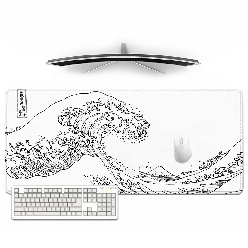 Mouse Pad Gamer Black And White Great Wave XL New Custom Computer Large Mousepad XXL MousePads Natural Rubber PC Table Mat