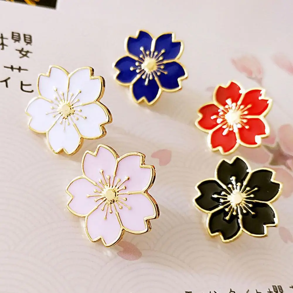 2024 Cherry Blossom Brooch Pin Flower Enamel Pin Fashion Flower Metal Brooch Pin Women Sweater Shirt Collar Badge Decor Jewelry