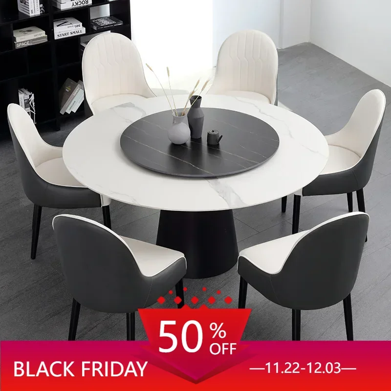 

Restaurant Luxury Rock Panel Dining Table Modern Minimalist Small Household Dining Table Circular Esstisch Furniture YX50DT