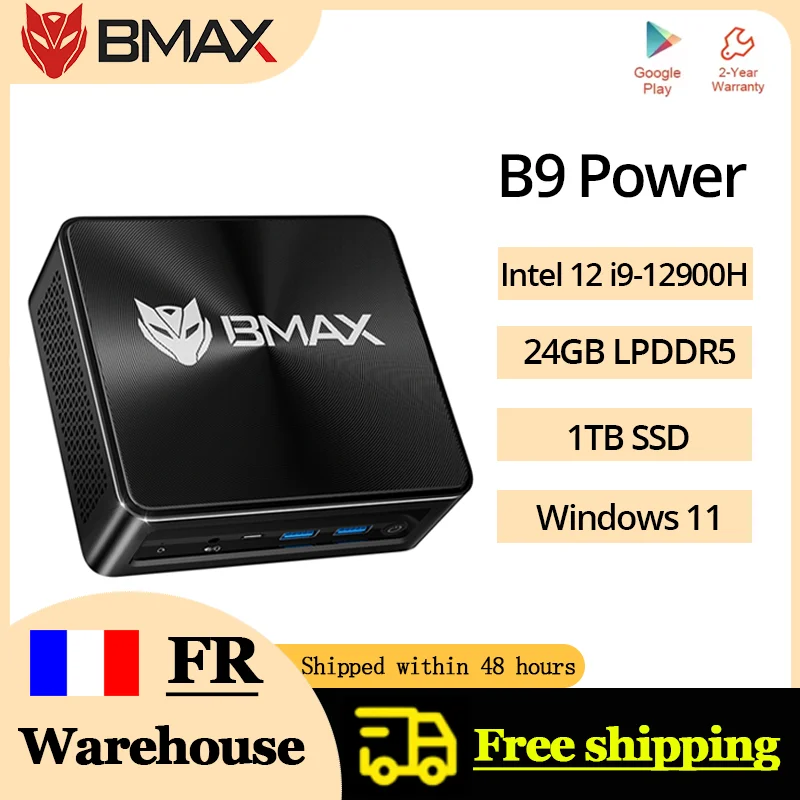Bmax B9 Power Barebone Mini-PC: Intel Core i9-12900H 14 Kerne bis zu 5,0 GHz, 24 GB RAM, 1 TB SSD, WiFi 6, Bluetooth 5.2