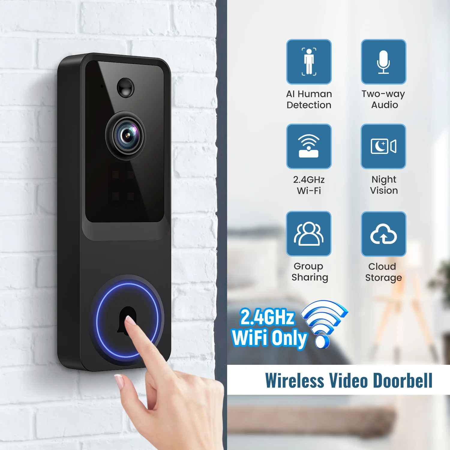 

Visual doorbell intelligent camera wireless visual intercom household outdoor high definition monitoring