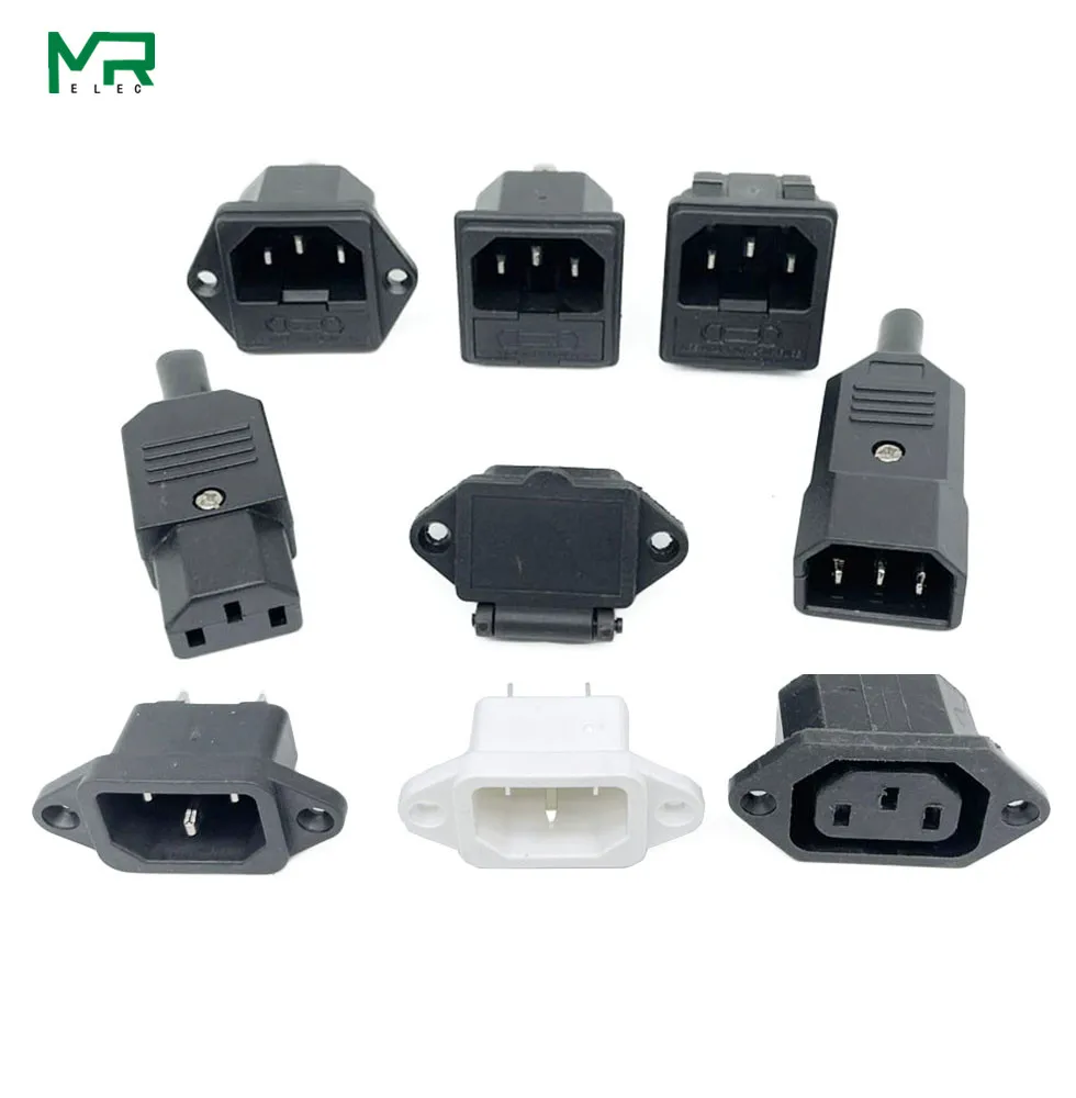 Black IEC 320 C13 male and female Plug Rewirable Power Connector 3pin Socket 10A /250V